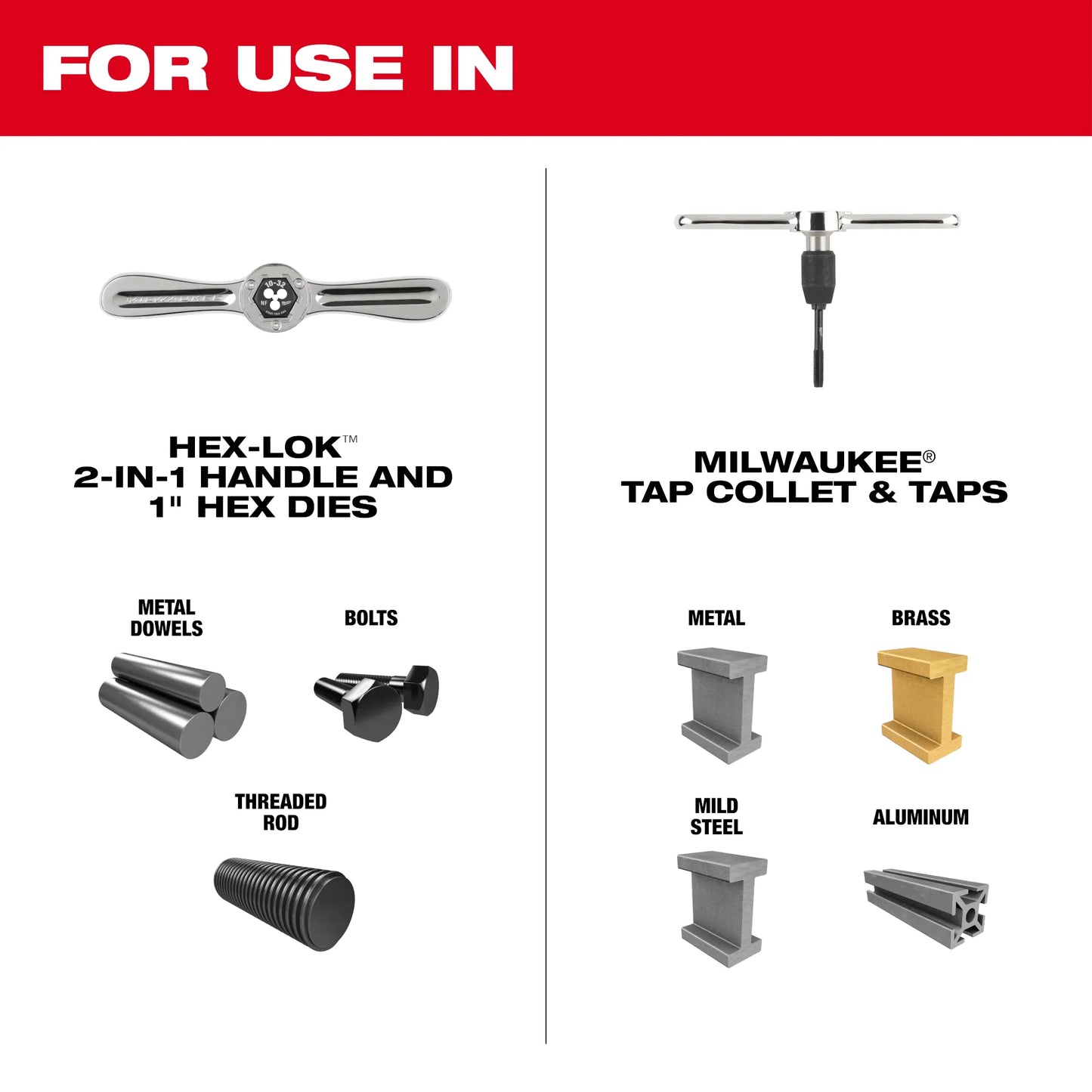 Milwaukee 49-22-5602, 15PC SAE Tap and Die Set with Hex-LOK™ 2-in-1 Handle