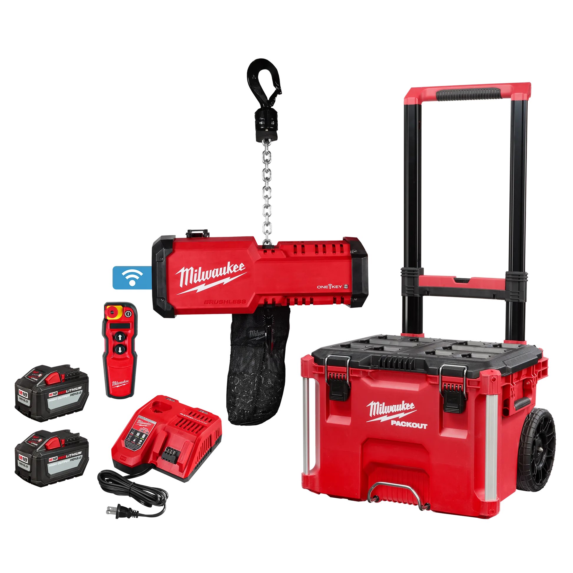 Milwaukee 2983-22HD, M18™ Compact 1-Ton Chain Hoist w/ ONE-KEY™