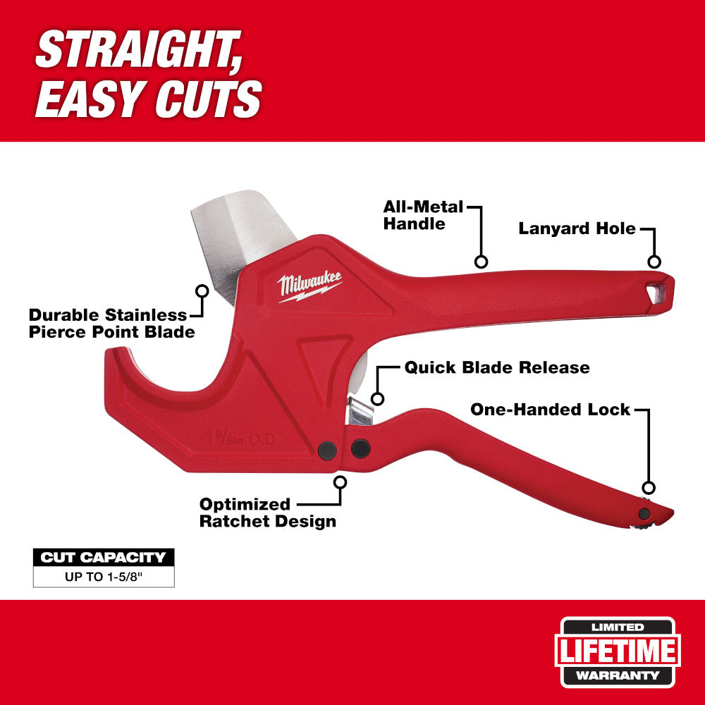 Milwaukee 48-22-4210, 1-5/8" Ratcheting Pipe Cutter