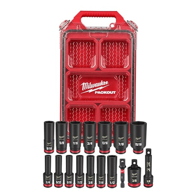 Milwaukee 49-66-6800, SHOCKWAVE Impact Duty™ Socket 3/8” Dr 17PC SAE PACKOUT Set