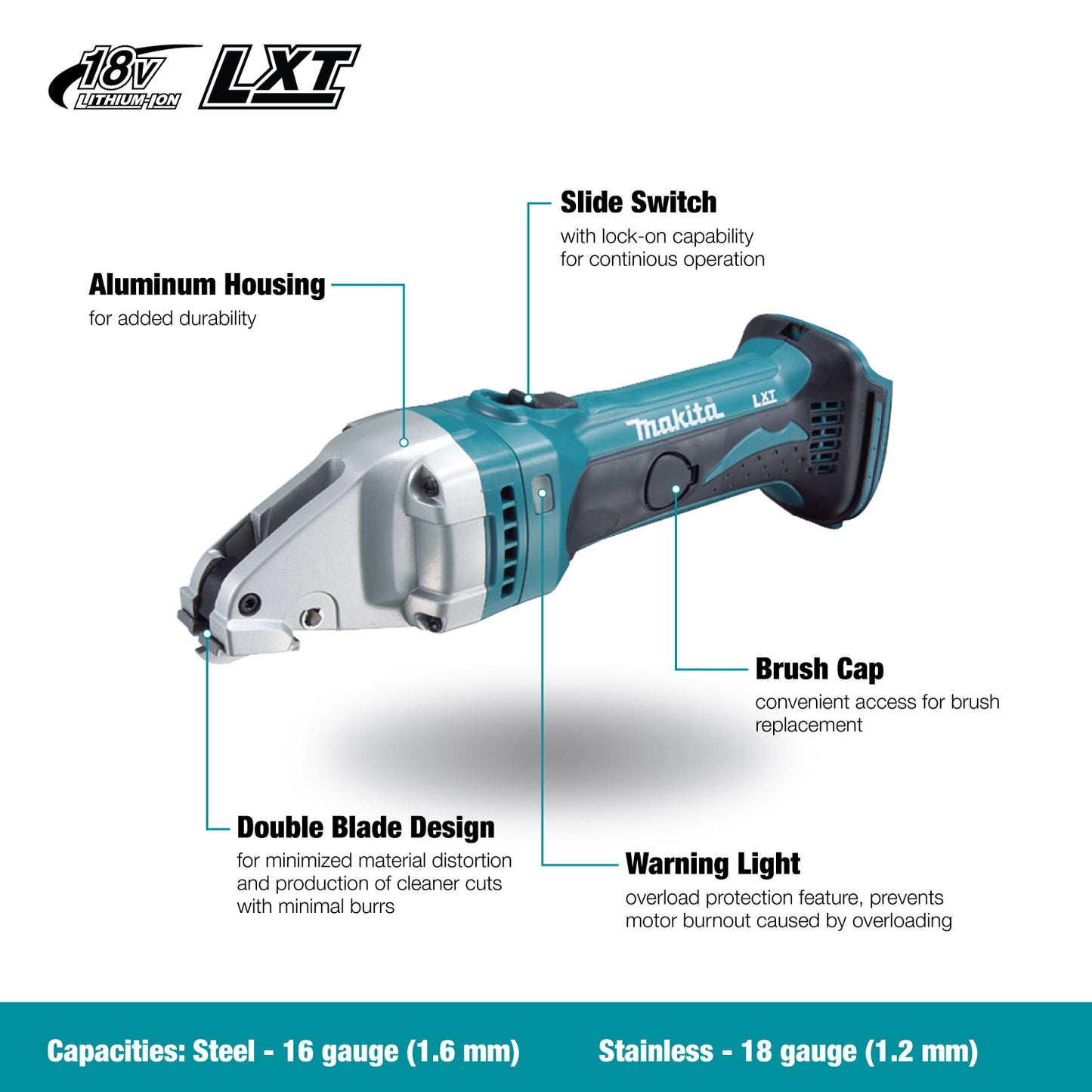 Makita DJS161Z, 18V LXT 16 ga Metal Staight Shear (Tool Only)