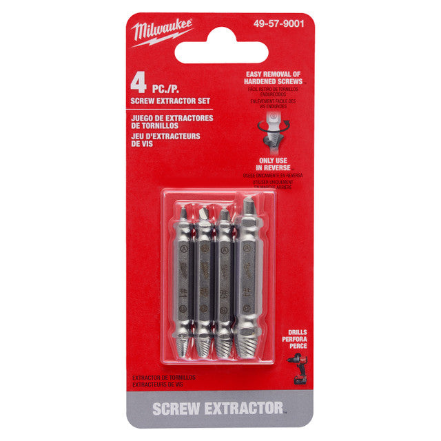 Milwaukee 49-57-9001, M2 Steel Screw Extractor Set 4PC