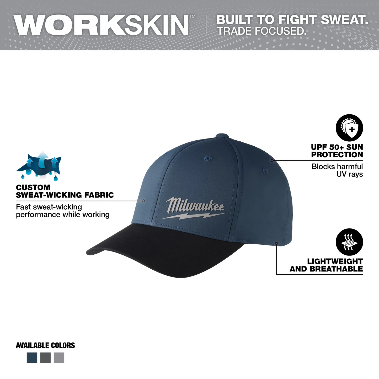 Milwaukee 507BL-LXL, WORKSKIN PERFORMANCE FITTED HATS - BLUE LXL