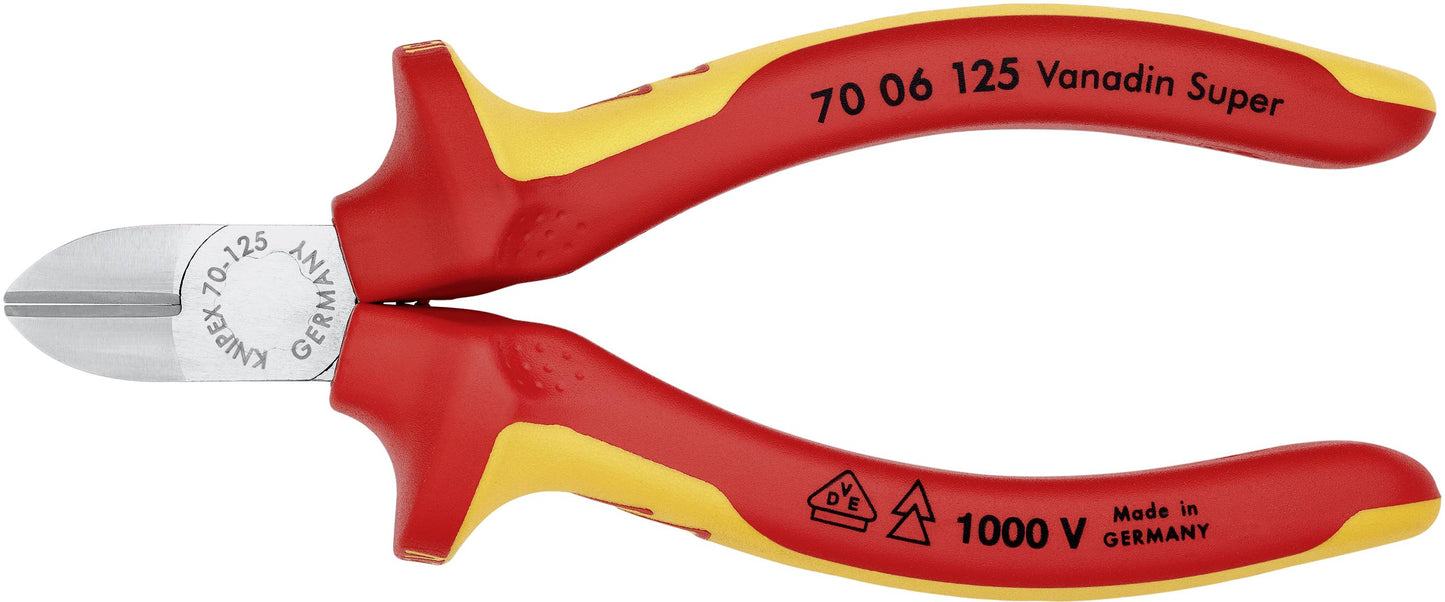 Knipex 70 06 125, Diagonal Cutter, Chrome, 1000V Insulated 5"