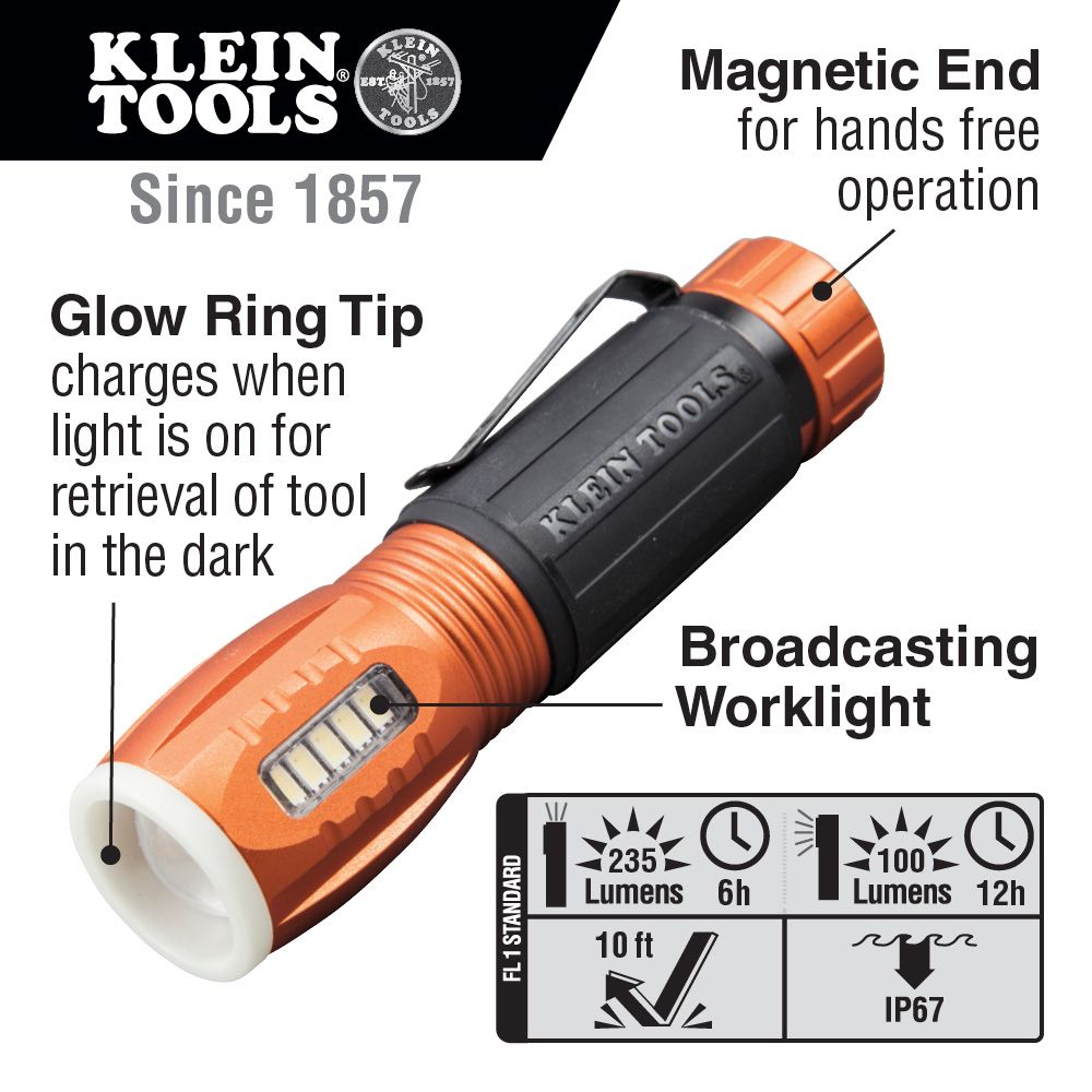 Klein Tools 56028, LED Flashlight with Work Light