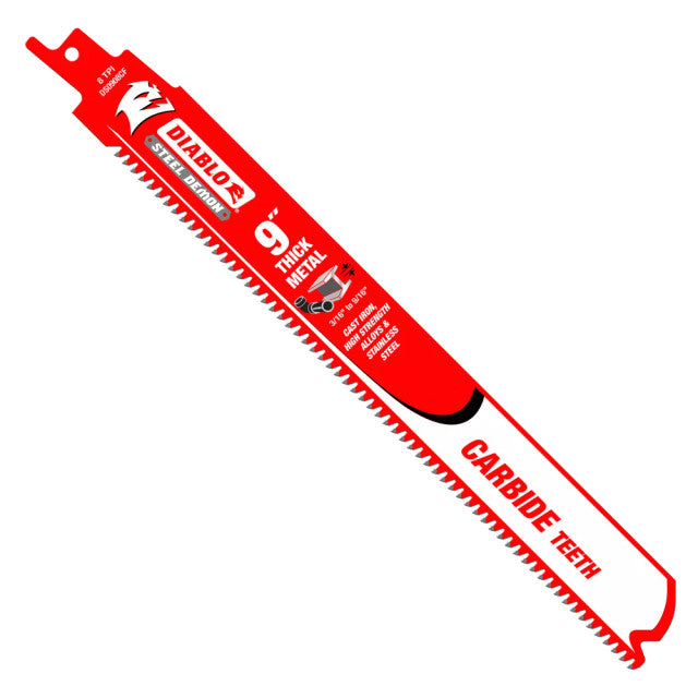Diablo DS0908CF10C, 9 in. 8 TPI Steel Demon Carbide Recip Blades for Thick Metal  (10-Pack)