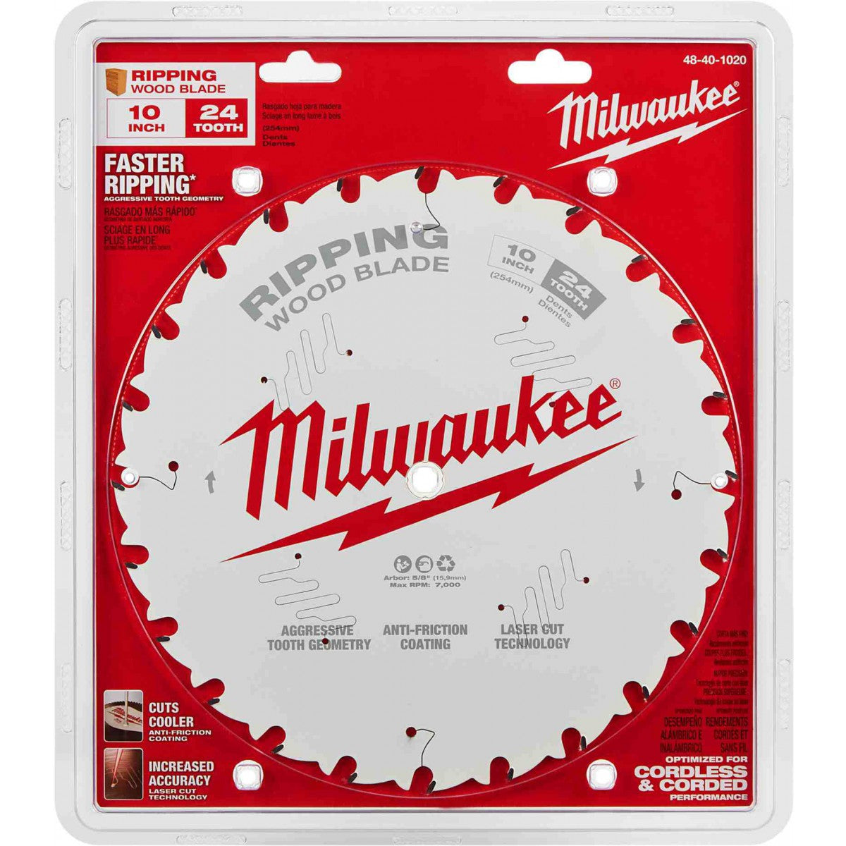 Milwaukee 48-40-1020, 10" 24T Ripping Circular Saw Blade