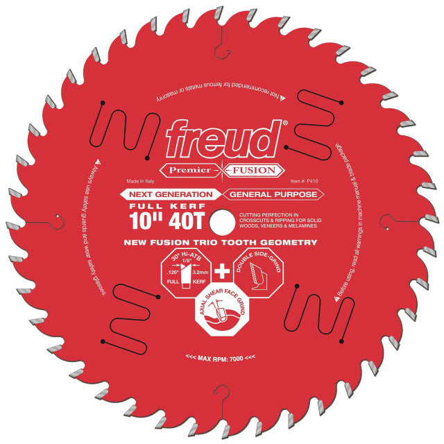 Freud P410, Premier Fusion 10" 40 Tooth Saw Blade with 5/8" Arbor