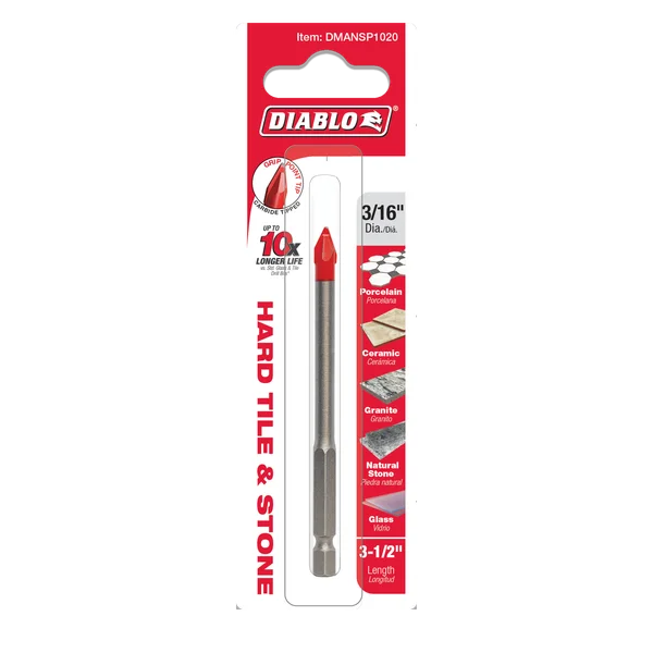 Diablo DMANSP1020, Diablo 3/16 in. Hard Tile & Stone Carbide Tipped Drill Bit