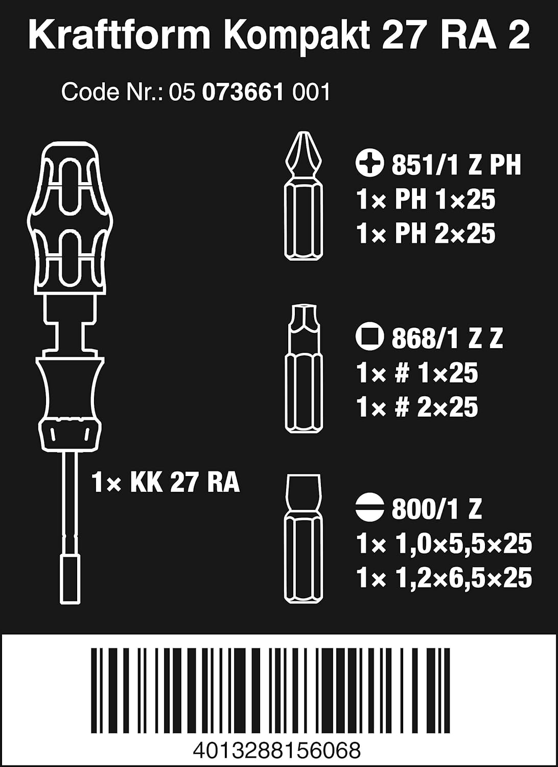 Wera 05073661002, KRAFTFORM KOMPAKT 27 RA 2 SB, 6 PIECES