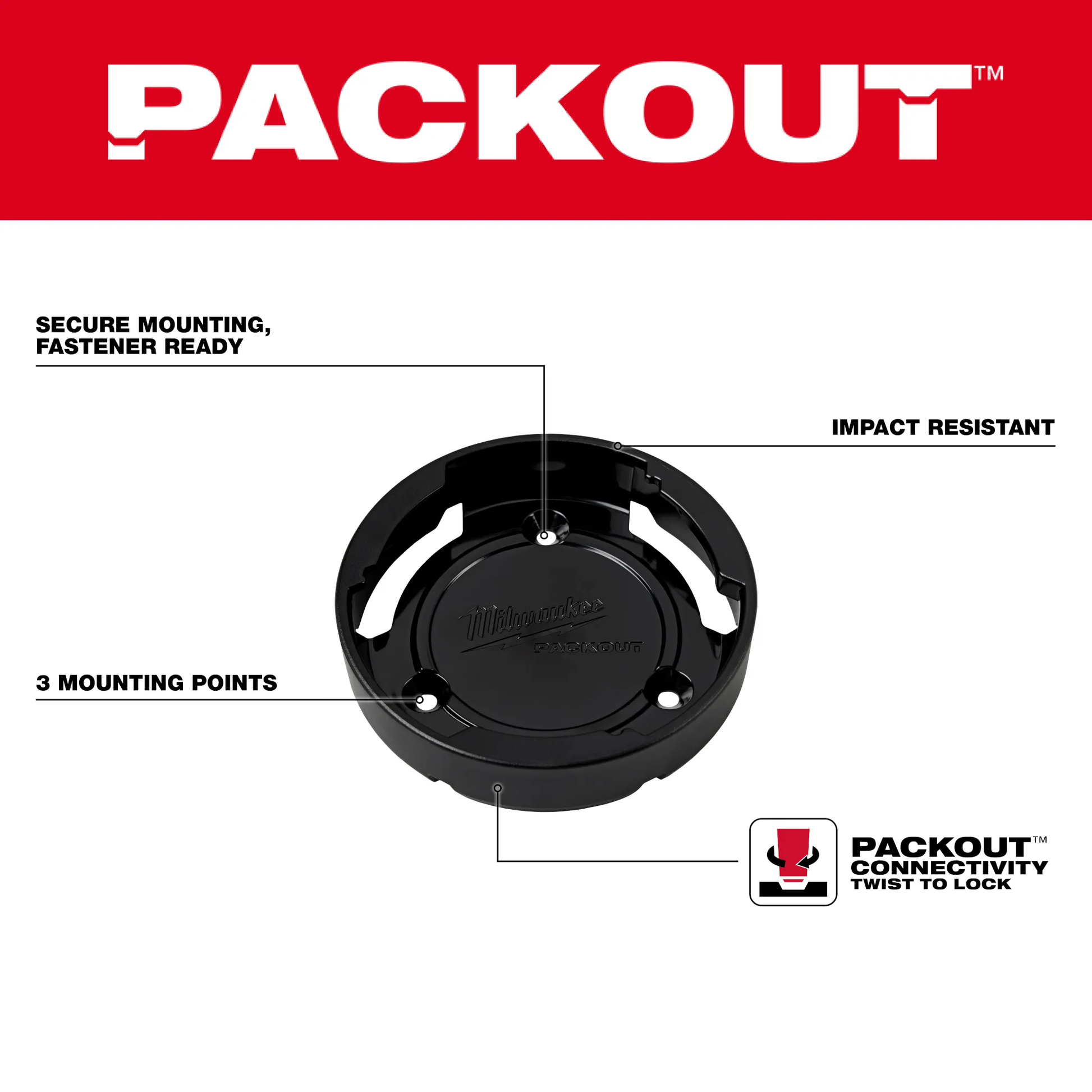 Milwaukee 48-22-8399X, PACKOUT™ Twist to Lock Mount