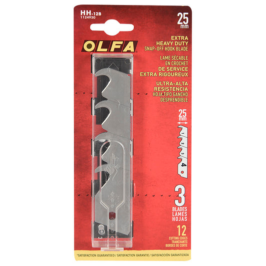 OLFA 1124930, 25mm Snap-off Hook Blades 3/pk  (HH-12B)