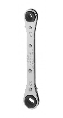 Klein Tools 68310, Ratcheting Refrigeration Wrench, 0.1875 and 0.3125" square x 0.25 and 0.375" square