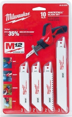 Milwaukee 49-22-0220, 10 pc HACKZALL Blade Set