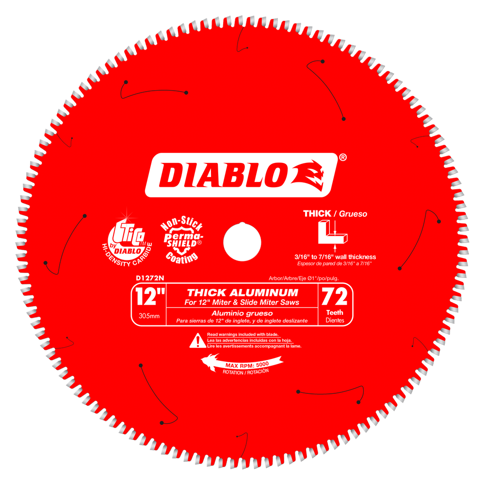 Diablo D1272N, 12 " x 72 Tooth Thick Aluminum Cutting Saw Blade