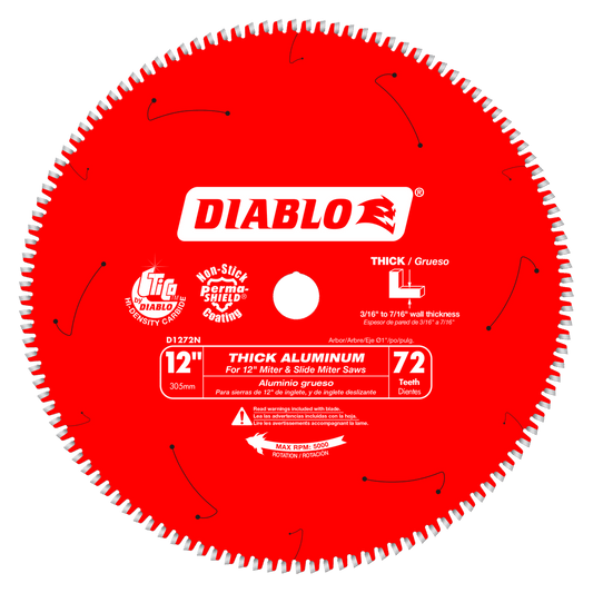 Diablo D1272N, 12 " x 72 Tooth Thick Aluminum Cutting Saw Blade