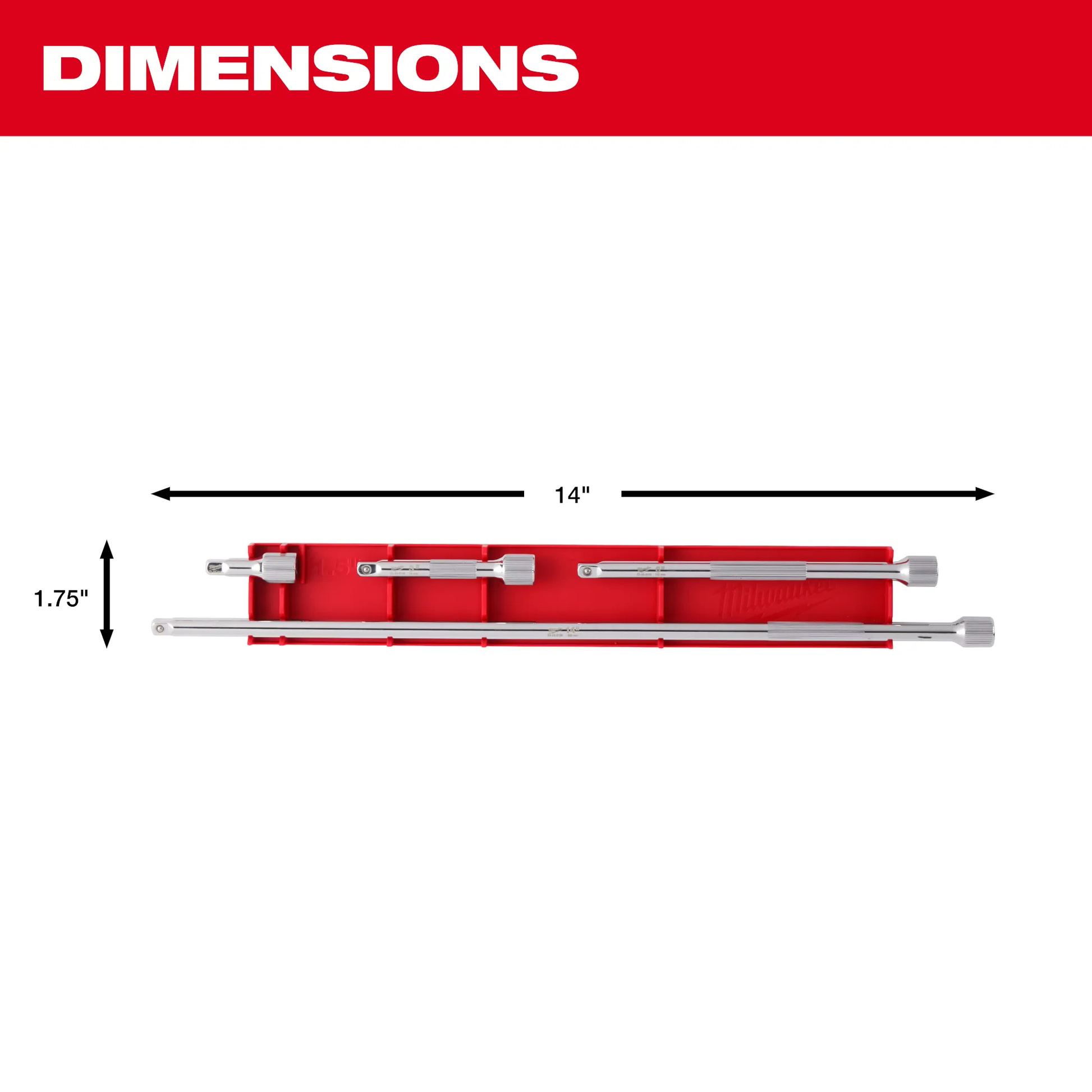 Milwaukee 48-22-9340, 4pc 1/4” Drive Socket Extension Set