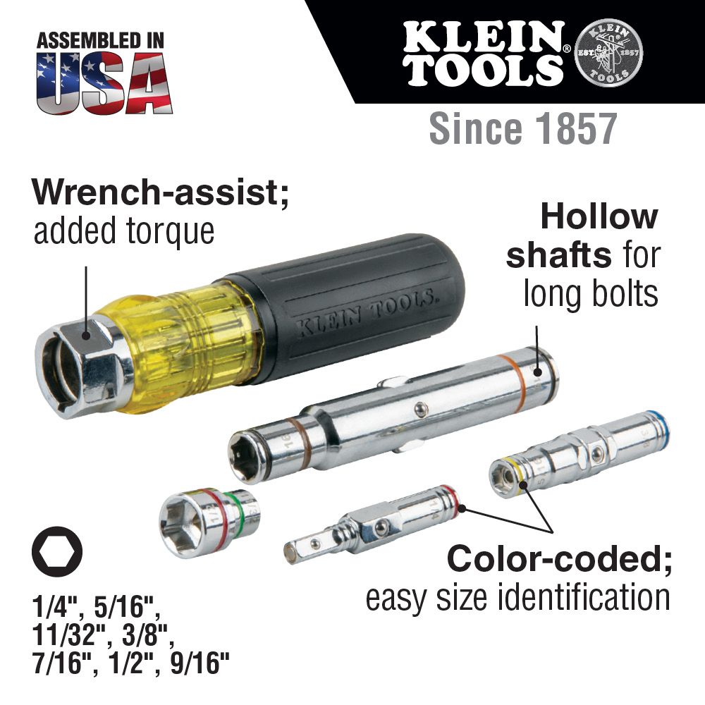 Klein Tools 32807MAG, 7-in-1 Multi-Bit Screwdriver / Nut Driver, Magnetic