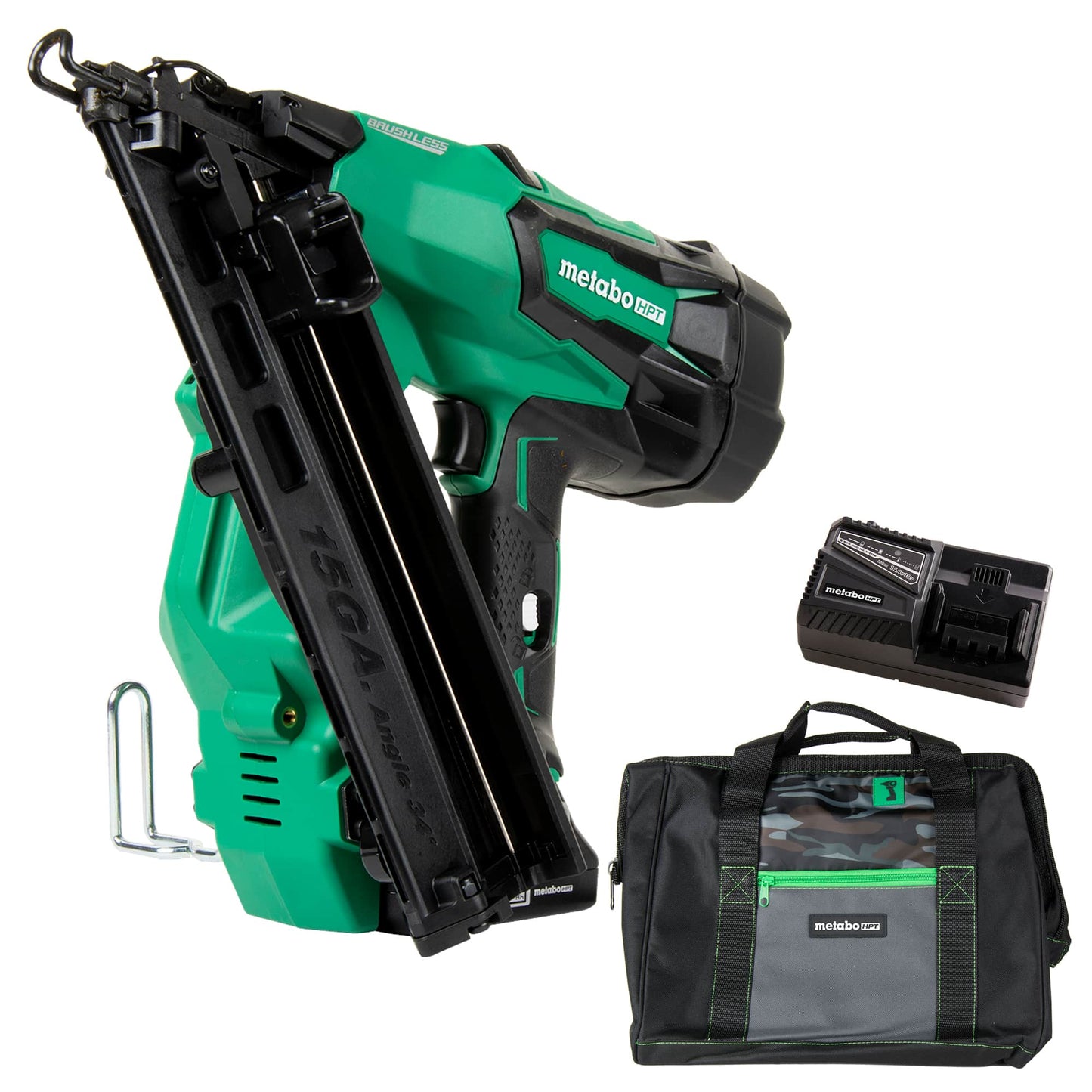 Metabo HPT NT1865DMAM, 2-1/2'' 18V Brushless Li-Ion 15Ga Angled Finish Nailer