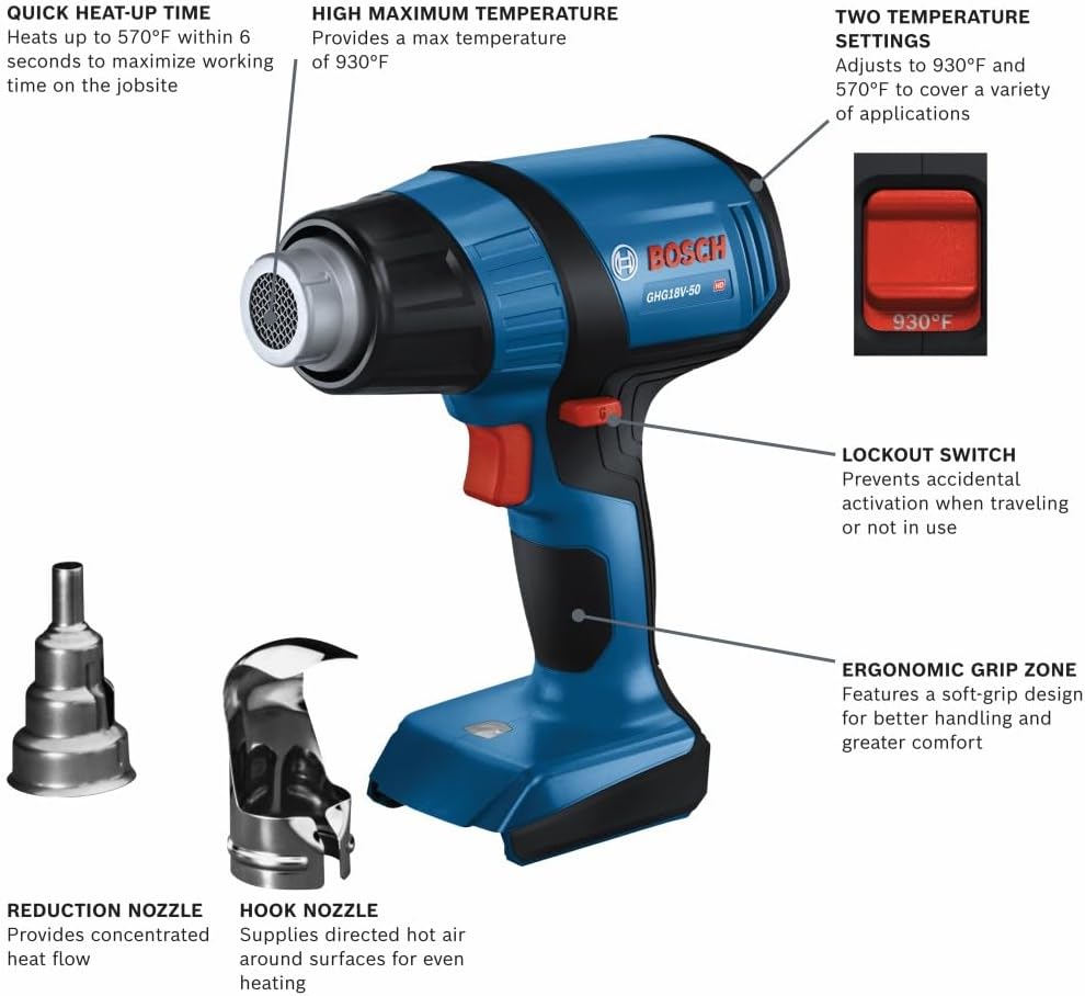 BOSCH GHG18V-50N, 18V Heat Gun (Bare Tool)