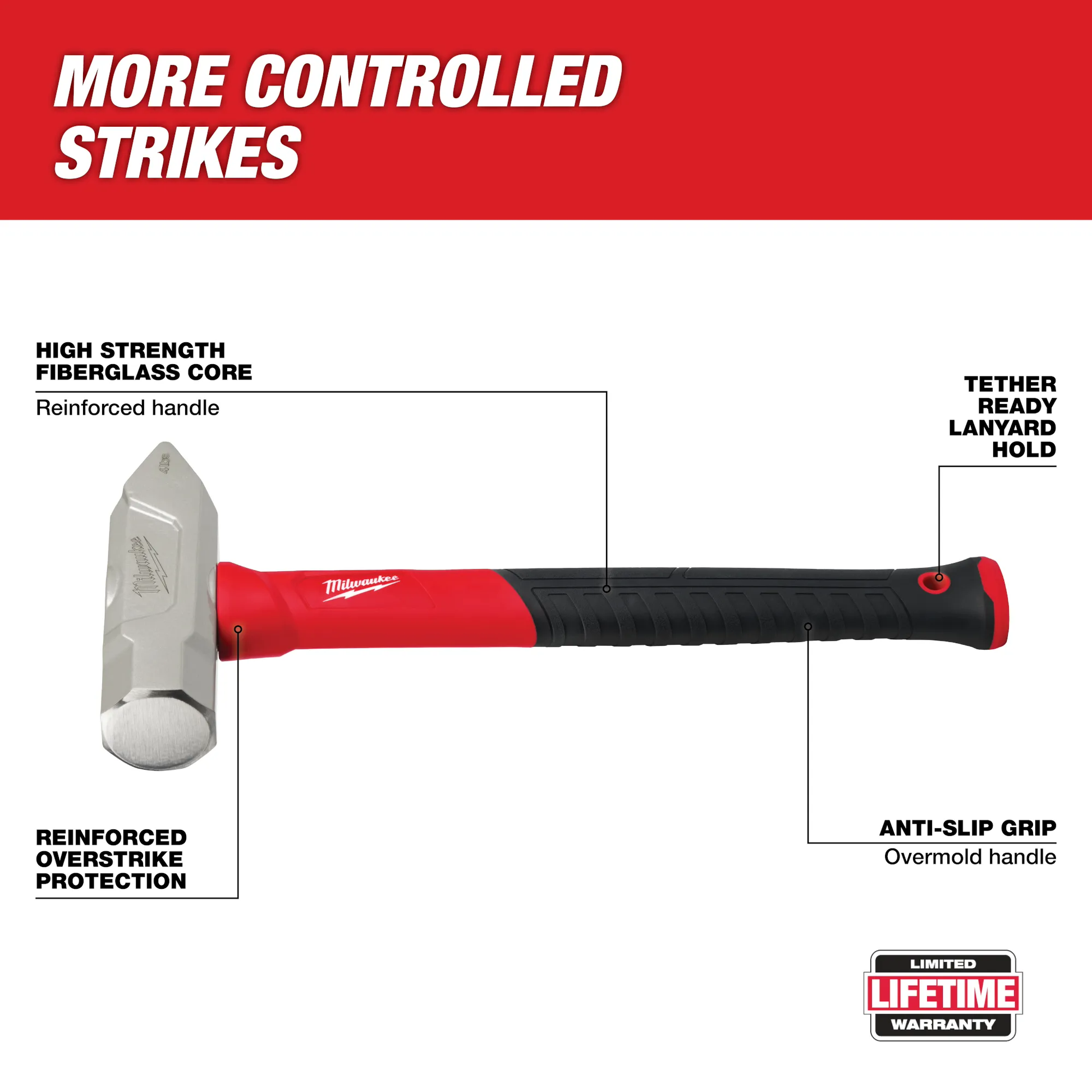 Milwaukee 48-22-9315, 4lb Fiberglass Cross Peen Hammer