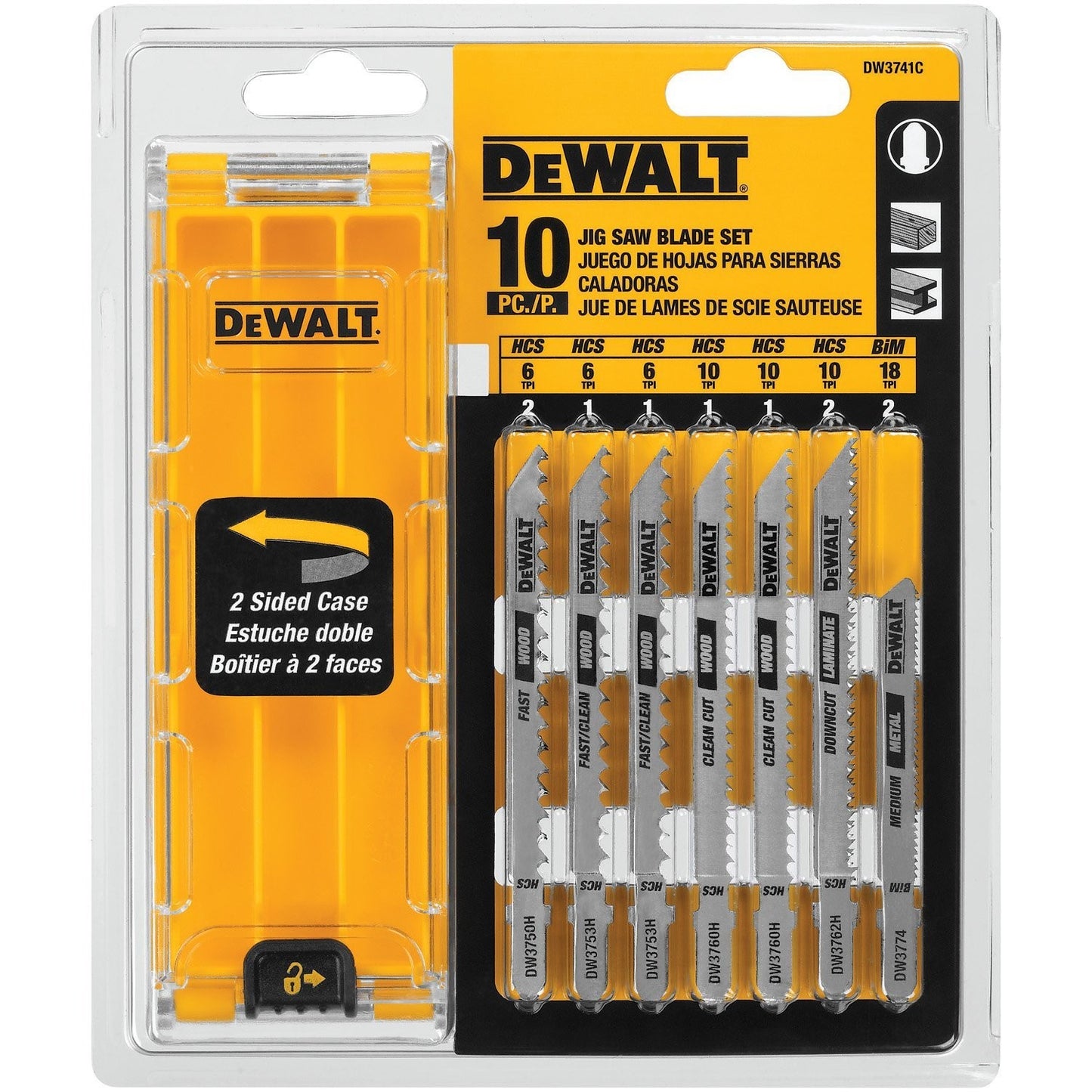 DEWALT DW3741C, 10 pc T-Shank Jig Saw Blade Set