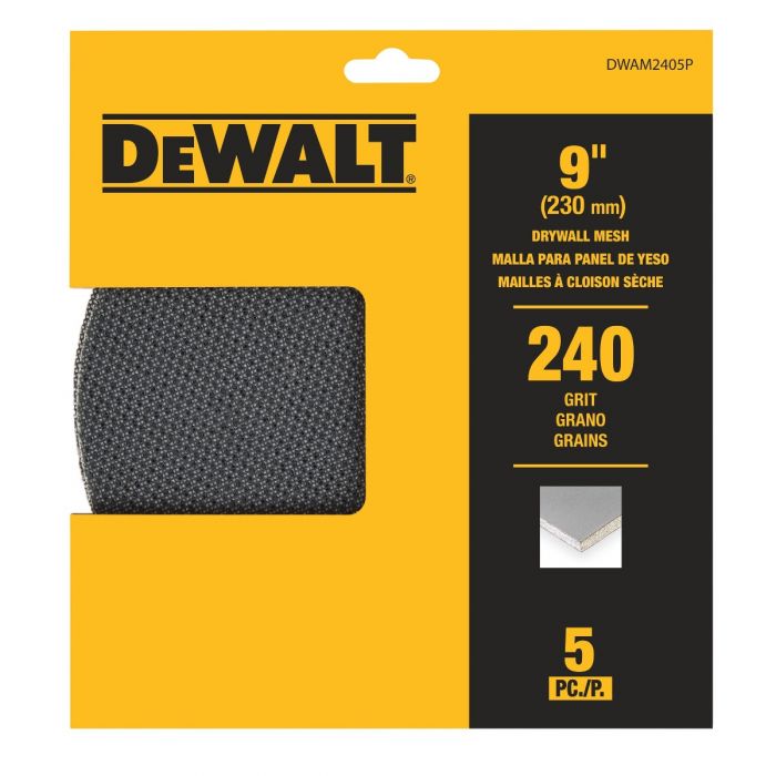 DEWALT DWAM2405P, 9'' Drywall Mesh 240 Grit (5 Pack)