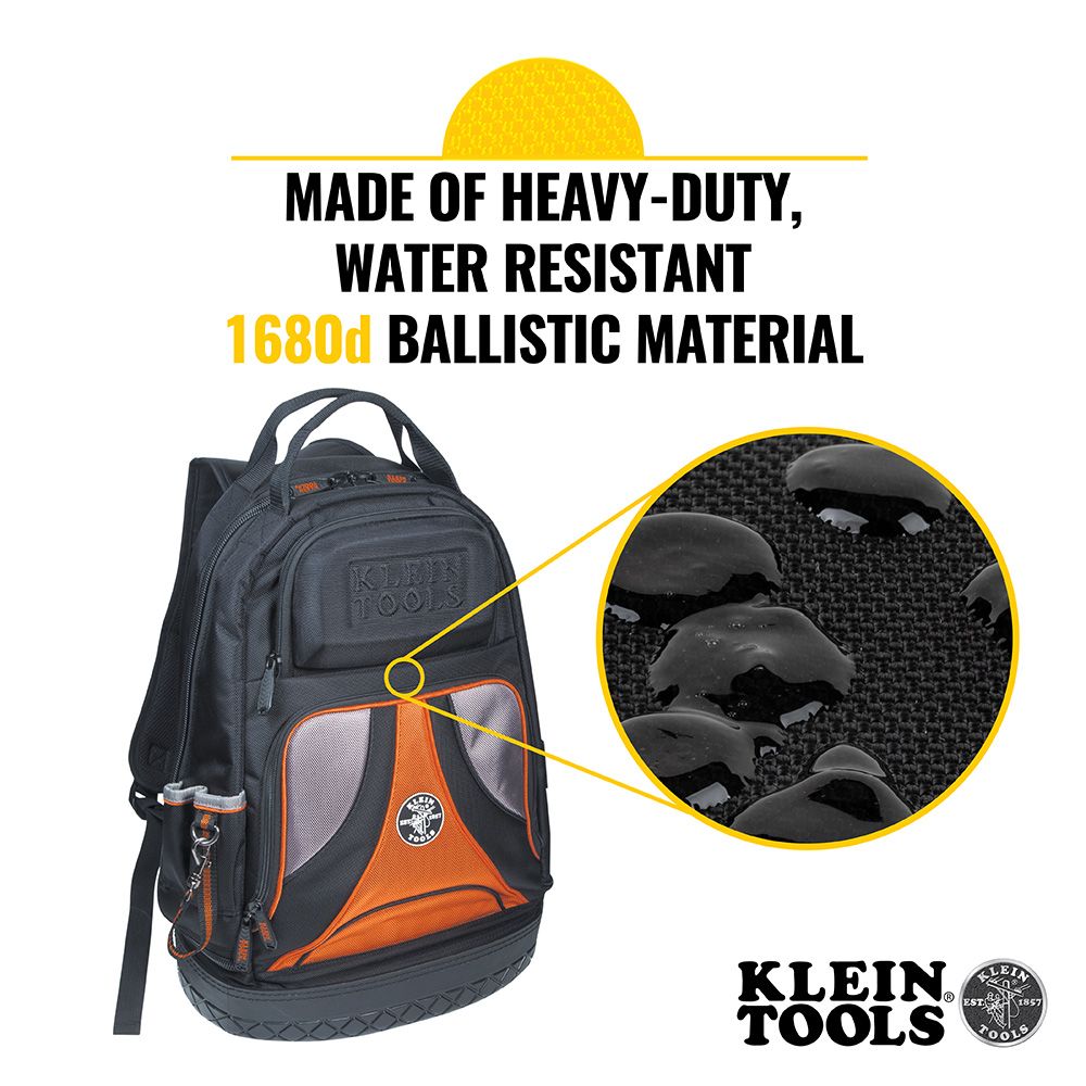 Klein Tools 55421BP-14, Tradesman Pro™ Tool Bag Backpack, 39 Pockets, Black, 14-Inch