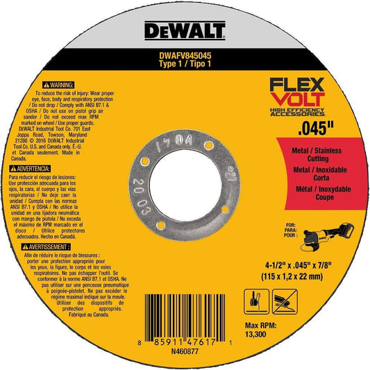 DEWALT DWAFV85045, 5'' x .045'' x 7/8'' FLEXVOLT Cut-Off Wheel T27