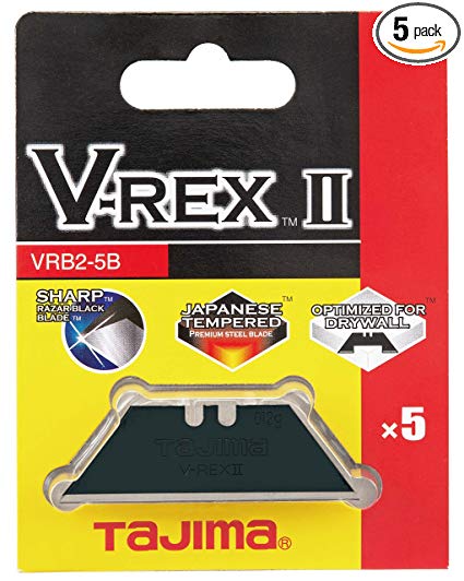 Tajima VRB2-5B, V-REX™ II, premium tempered steel utility knife blades, 5-blade pack