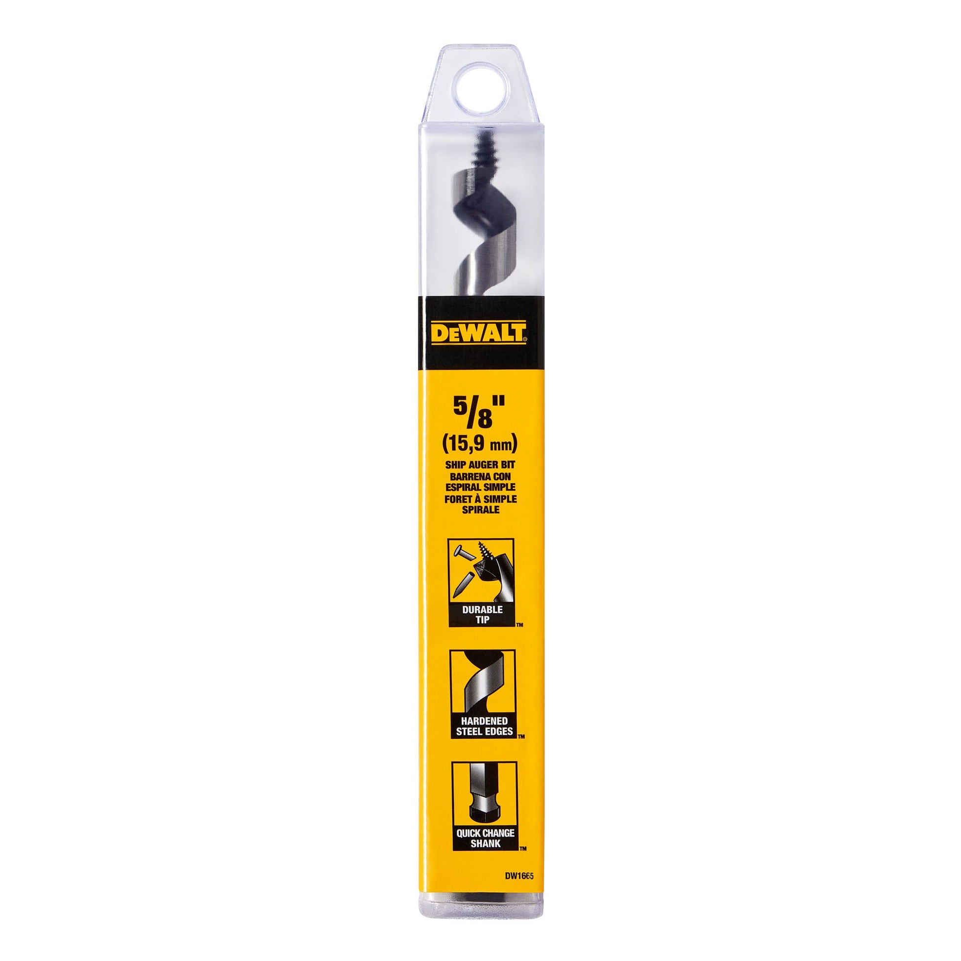 DEWALT DW1673, 1-1/8'' x 6'' Power Ship Auger Bit