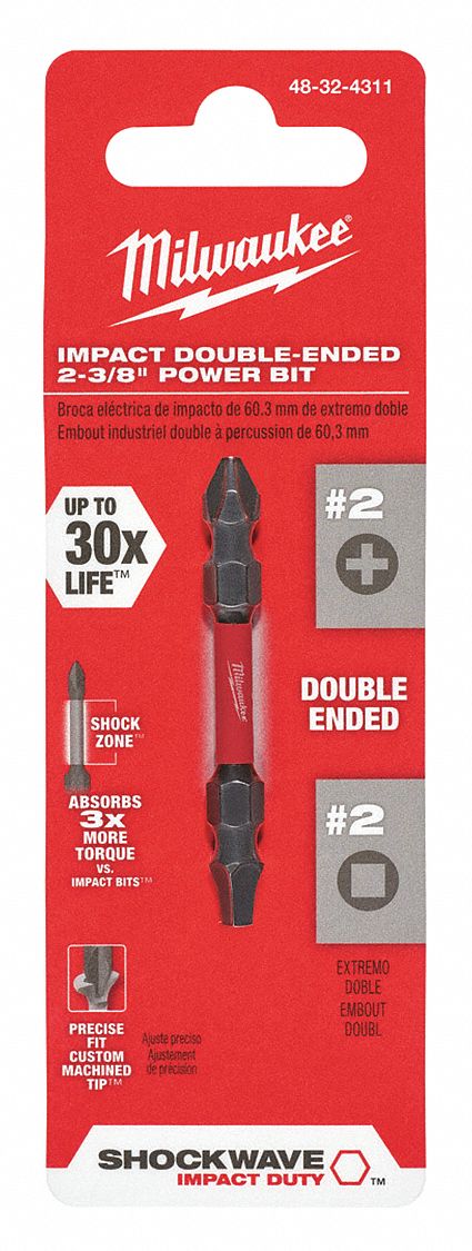 Milwaukee 48-32-4311, SHOCKWAVE PH2/SQ2  IMPACT DOUBLE ENDED BIT