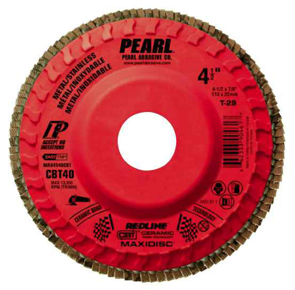 PEARL Abrasives MAX5060CBT, 5 x 7/8 Redline™ CBT™ Maxidisc™ Trimmable Flap Discs, Type 29 Shape, CBT60