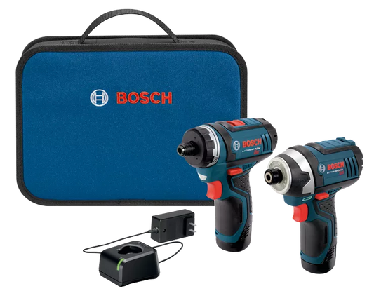 BOSCH CLPK27-120, 12V Max 2-Tool Combo Kit Pocket Driver (PS21),  Impact Driver (PS41) w/ (2) 2.0 Ah Batteries