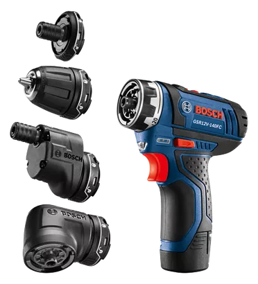 BOSCH GSR12V-140FCB22, 12V Max FlexiClick 5-in-1 Drill Driver Kit w/ (2) 2.0 Ah Batteries