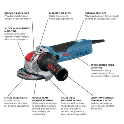 BOSCH GWX13-50, 5"  X-LOCK Angle Grinder - 13 Amp