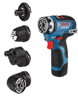 BOSCH GSR12V-300FCB22, 12V Max Brushless FlexiClick 5-in-1 Drill Driver Kit w/ (2) 2.0Ah Batteries