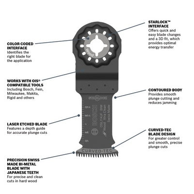 BOSCH OSL114JF-10, 1-1/4" Starlock® Oscillating Multi-Tool Bi-Metal Xtra-Clean Plunge Cut Blades