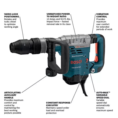 BOSCH 11321EVS, 13 Amp SDS-max® Demolition Hammer w/ Vibration Control