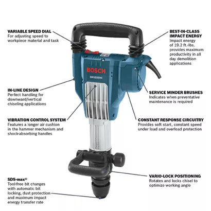 BOSCH DH1020VC, SDS-max® Inline Demolition Hammer w/ Vibration Control