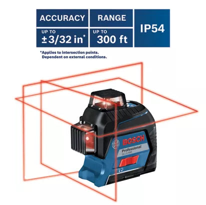 BOSCH GLL3-300, 360⁰ Three-Plane Leveling and Alignment-Line Laser