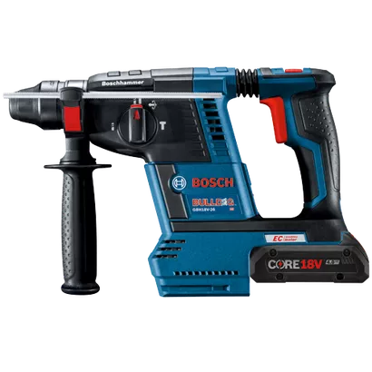 BOSCH GBH18V-26K25, 18V Brushless 1" SDS-plus® Compact Rotary Hammer w/ (2) 4.0 Ah CORE Performance Batteries