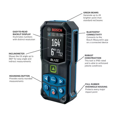 BOSCH GLM165-27CG, BLAZE™ Connected Green-Beam 165 Ft. Laser Measure