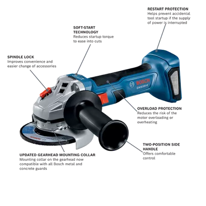 BOSCH GWS18V-8N, 18V Brushless 4-1/2" Angle Grinder (Bare Tool)