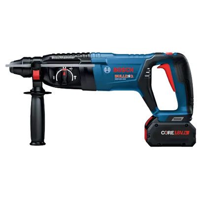 BOSCH GBH18V-26DK24, 18V Brushless 1" SDS-plus® D-Handle Rotary Hammer w/ (2) 8.0 Ah CORE Performance Batteries