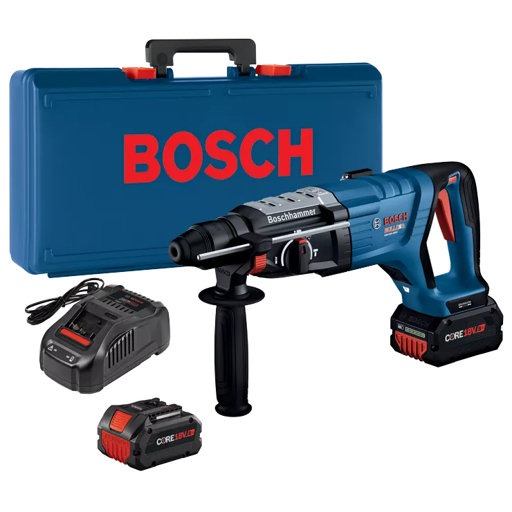 BOSCH GBH18V-28DCK24, 18V 1-1/8" SDS-plus Rotary Hammer w/ (2) 8.0 Ah CORE Performance Batteries