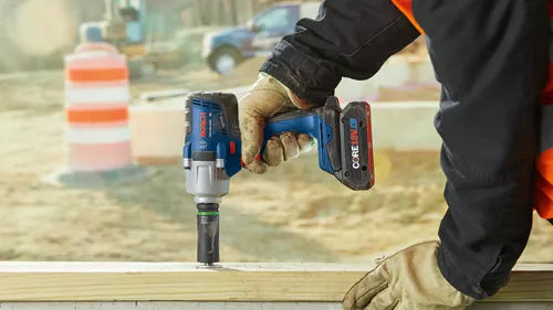 BOSCH GDS18V-330CB25, 18V Brushless 1/2" Impact Wrench Friction Ring w/ (2) 4.0 Ah CORE Compact Battery