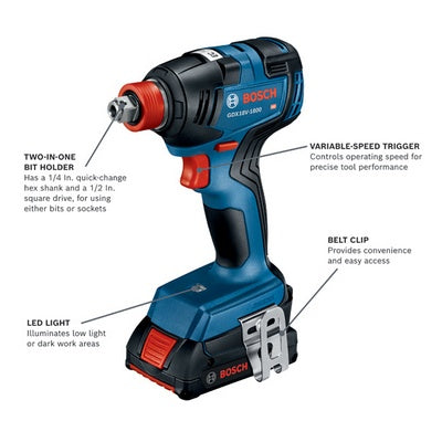 BOSCH GXL18V-233B25, 18V GSB490+GDX1800 Combo Kit
