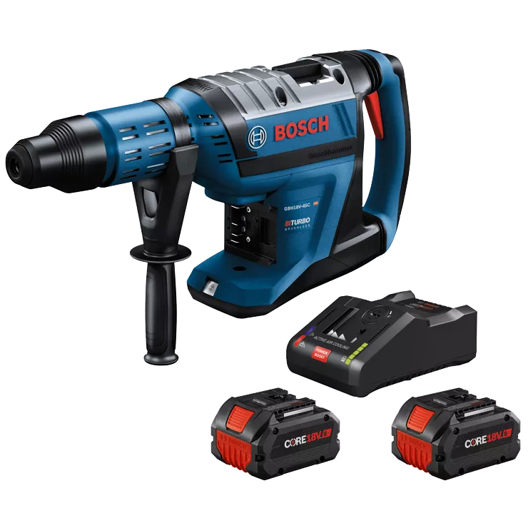 BOSCH GBH18V-45CK24, 18V PROFACTOR 1-7/8" SDS-max Rotary Hammer w/ (2) 8.0 Ah CORE Performance Batteries