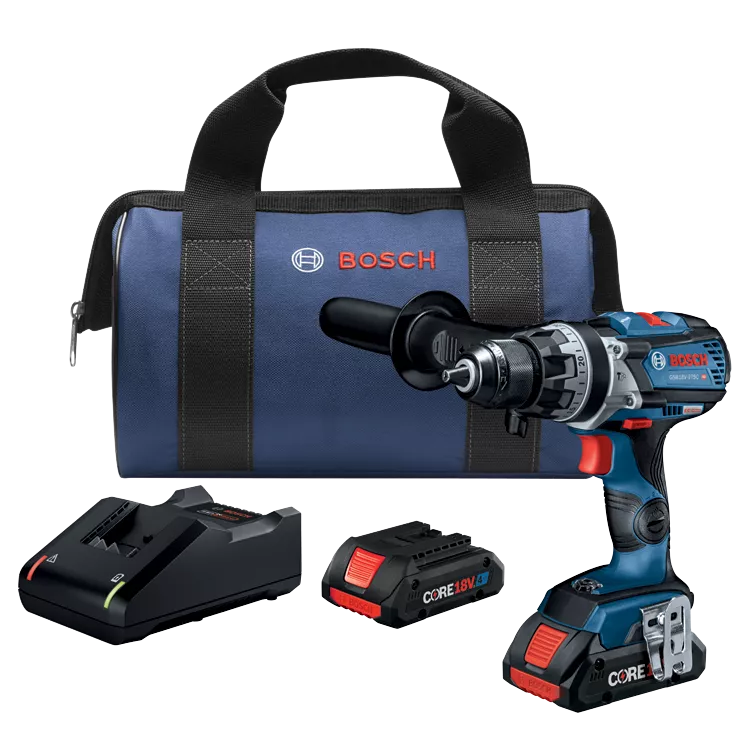 BOSCH GSB18V-975CB25, 18V Brushless Connected-Ready Brute Tough 1/2 In. Hammer Drill/Driver (2) 4.0 Ah CORE Compact Batteries